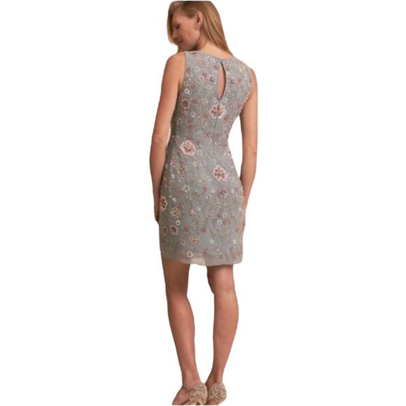 Anthropologie BHLDN Zelma Floral Beaded Embellished Dress 2 Blue Pink Short - Picture 2 of 9